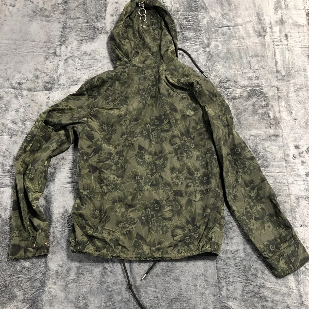 Coach Windbreaker Jacket Womens XS Green Floral Camo‎ Hooded